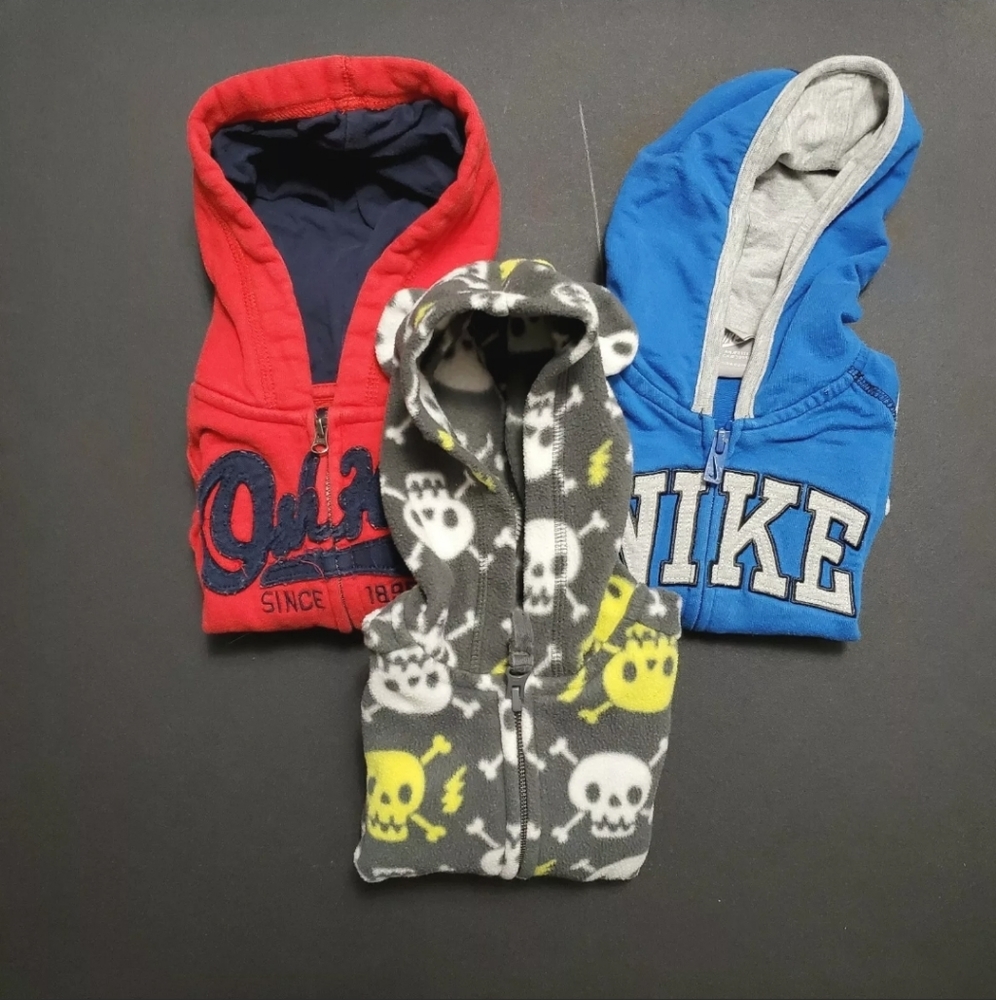 Lot of 3 boy hoodies 12 month Nike, Old Navy, Oshk